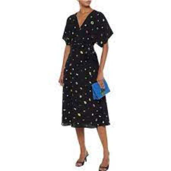 Diane Von Furstenberg Kelsey Printed Crepe MidI Wrap Dress NWOT - Picture 1 of 5